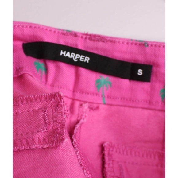 Harper Palm Tree Shorts Pink Green Size S - Picture 3 of 3